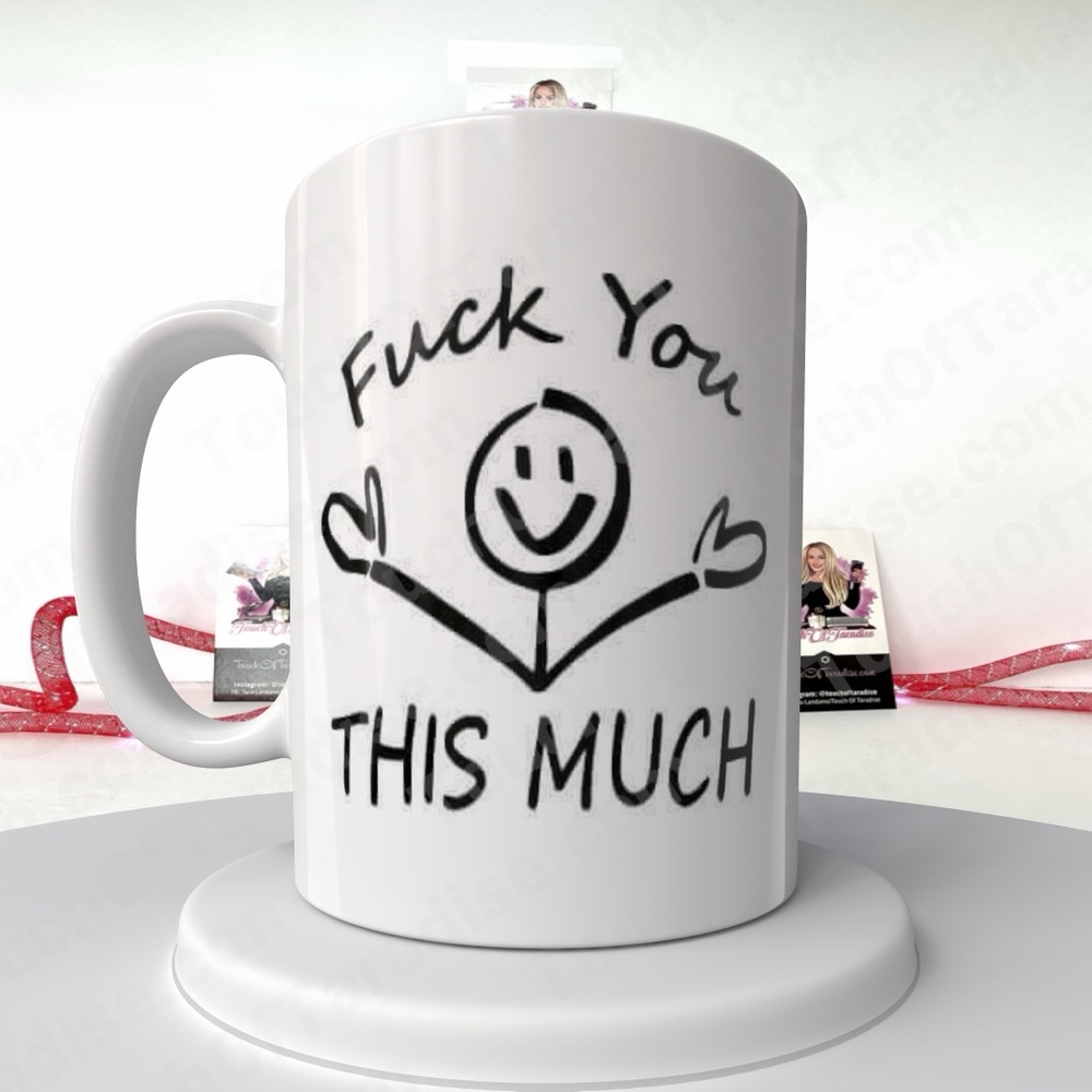 White and Black Ceramic Mug with Funny Hand-Drawn Design